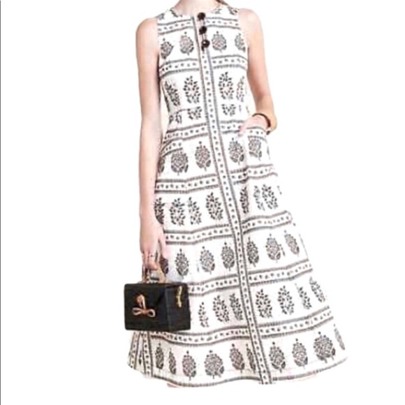 Anthropology Woodblock MIDI Dress Size 2 - Picture 2 of 15